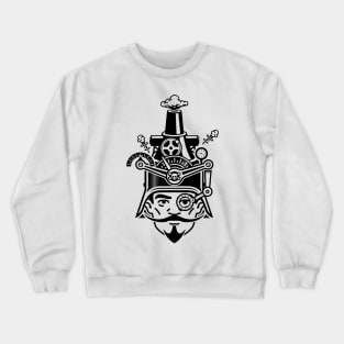 Steampunk Hat with Gears Design Crewneck Sweatshirt